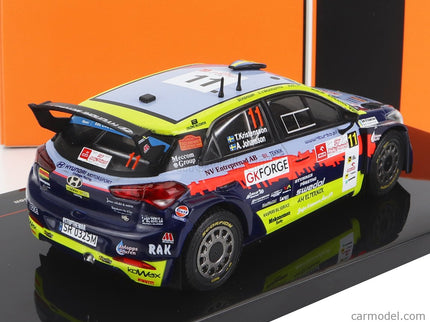 Hyundai i20 R5 N°11 Rally Polen 2022 T.Kristensson - A.Johansson 1:43 IXO Models svetlomodrá žltá červená čierna