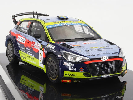 Hyundai i20 R5 N°11 Rally Polen 2022 T.Kristensson - A.Johansson 1:43 IXO Models svetlomodrá žltá červená čierna