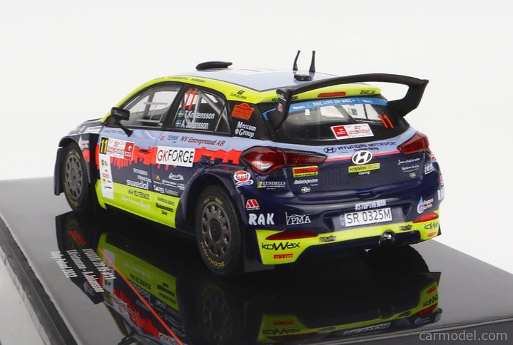 Hyundai i20 R5 N°11 Rally Polen 2022 T.Kristensson - A.Johansson 1:43 IXO Models svetlomodrá žltá červená čierna