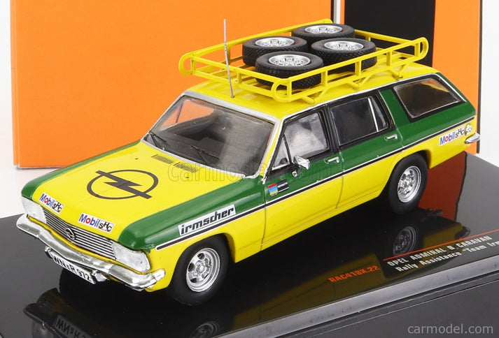 Opel Admiral B Caravan Team Irmscher Rally Assistance 1974 1:43 IXO Models žltá zelená
