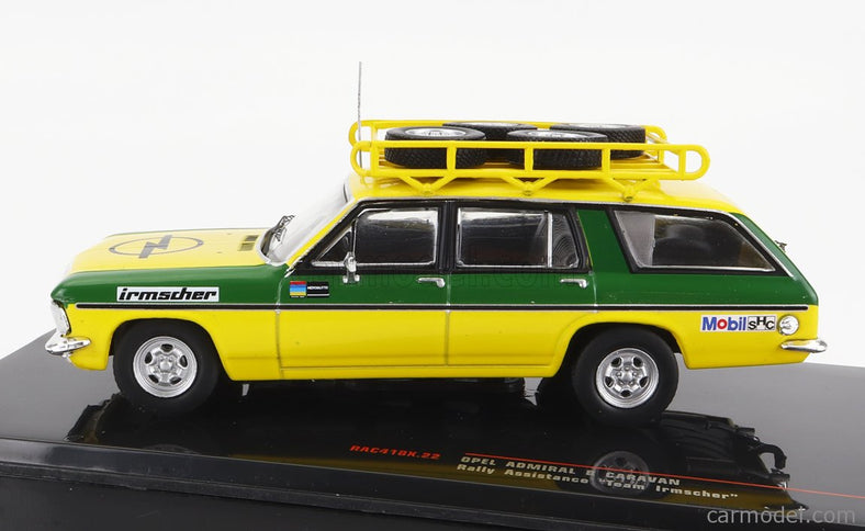 Opel Admiral B Caravan Team Irmscher Rally Assistance 1974 1:43 IXO Models žltá zelená