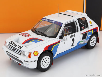 Peugeot 205 T16 N°2 Víťaz Rally Montecarlo 1985 Ari Vatanen - Terry Harryman 1:24 IXO Models biela modrá červená