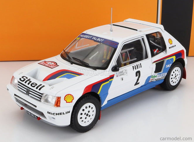 Peugeot 205 T16 N°2 Víťaz Rally Montecarlo 1985 Ari Vatanen - Terry Harryman 1:24 IXO Models biela modrá červená