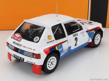 Peugeot 205 T16 N°2 Víťaz Rally Montecarlo 1985 Ari Vatanen - Terry Harryman 1:24 IXO Models biela modrá červená