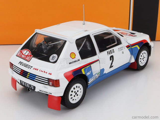 Peugeot 205 T16 N°2 Víťaz Rally Montecarlo 1985 Ari Vatanen - Terry Harryman 1:24 IXO Models biela modrá červená