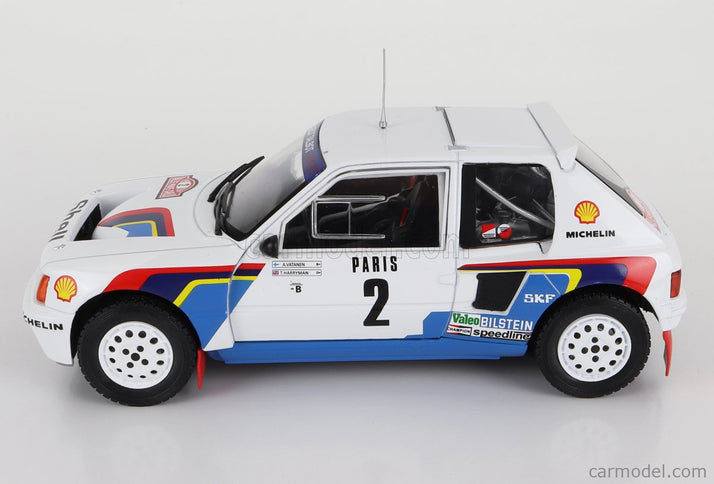 Peugeot 205 T16 N°2 Víťaz Rally Montecarlo 1985 Ari Vatanen - Terry Harryman 1:24 IXO Models biela modrá červená