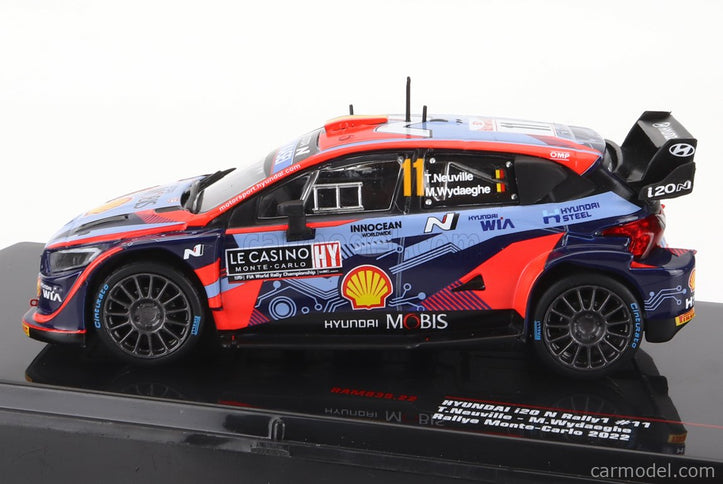 Hyundai i20 Coupe WRC Mobis N°11 Rally Montecarlo 2022 T.Neuville - M.Wydaeghe 1:43 IXO Models 2 Tone modrá červená