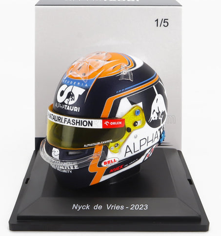 BELL HELMET | F1  CASCO HELMET AT04 TEAM ALPHA TAURI N 21 SEASON 2023 NYCK DE VRIES | BLACK WHITE YELLOW