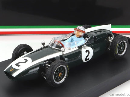 Cooper F1 T53 N°2 British GP 1960 B.Mclaren - With Driver Figúrka 1:43 Brumm zelená biela