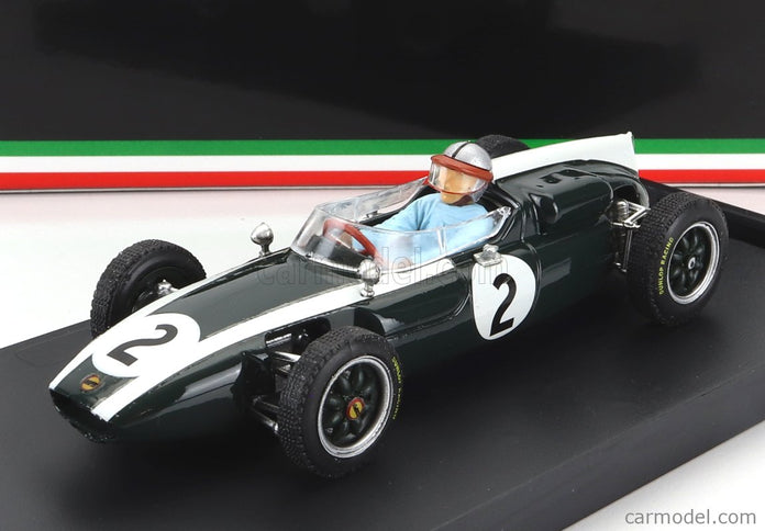 Cooper F1 T53 N°2 British GP 1960 B.Mclaren - With Driver Figúrka 1:43 Brumm zelená biela
