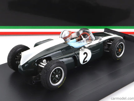 Cooper F1 T53 N°2 British GP 1960 B.Mclaren - With Driver Figúrka 1:43 Brumm zelená biela