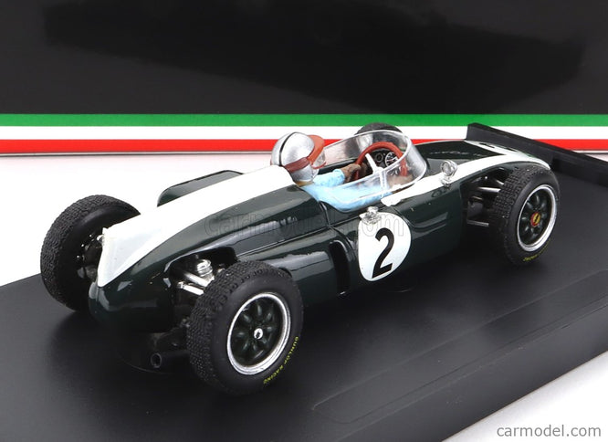 Cooper F1 T53 N°2 British GP 1960 B.Mclaren - With Driver Figúrka 1:43 Brumm zelená biela