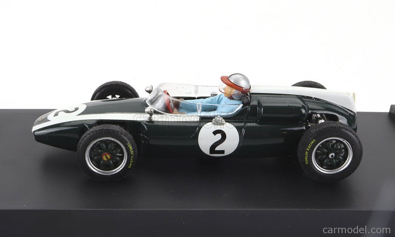 Cooper F1 T53 N°2 British GP 1960 B.Mclaren - With Driver Figúrka 1:43 Brumm zelená biela