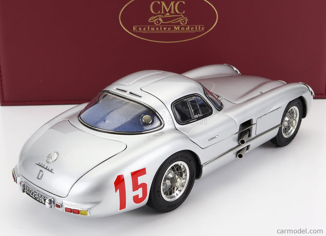 Mercedes Benz 300 Slr Uhlenhaut Coupe N°15 Sweden GP 1955 1:18 CMC strieborná