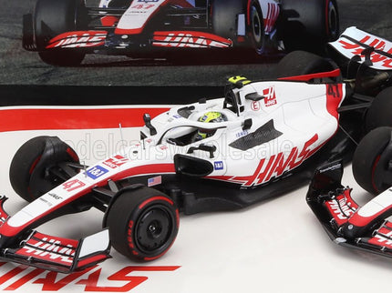 HAAS | F1  SET 2X VF-22 TEAM HAAS N 20 5th BAHRAIN GP 2022 KEVIN MAGNUSSEN + N 47 BAHRAIN GP 2022 MICK SCHUMACHER | WHITE BLACK RED