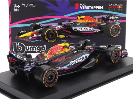 RED BULL | F1  RB19 TEAM ORACLE RED BULL RACING N 1 F1  RB19 TEAM ORACLE RED BULL RACING N 1 WORLD CHAMPION WINNER MIAMI GP 2023 MAX VERSTAPPEN - WITH HELMET AND PLASTIC SHOWCASE | MATT BLUE