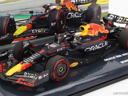 Red Bull F1 RB18 Team Oracle Red Bull Racing N°1 Majster Sveta Víťaz Spain GP 2022 Max Verstappen 1:43 Minichamps matná modrá žltá červená