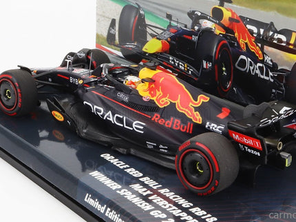 Red Bull F1 RB18 Team Oracle Red Bull Racing N°1 Majster Sveta Víťaz Spain GP 2022 Max Verstappen 1:43 Minichamps matná modrá žltá červená