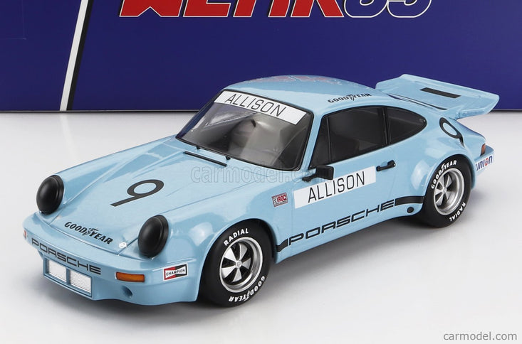 Porsche 911 Carrera 3.0 RSR N°9 Iroc Riverside 1974 Bobby Allison 1:18 Werk83 svetlomodrá