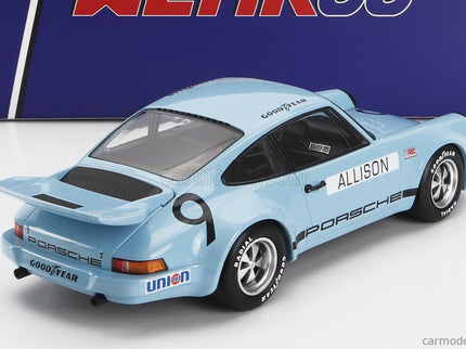Porsche 911 Carrera 3.0 RSR N°9 Iroc Riverside 1974 Bobby Allison 1:18 Werk83 svetlomodrá