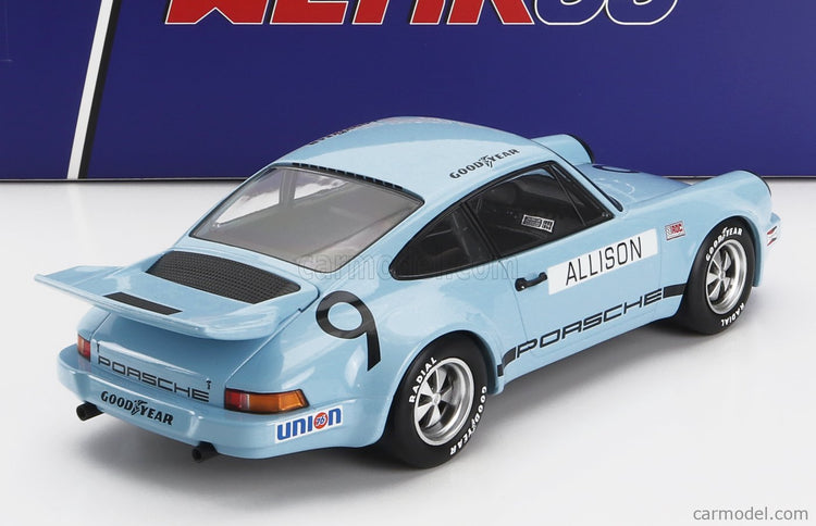 Porsche 911 Carrera 3.0 RSR N°9 Iroc Riverside 1974 Bobby Allison 1:18 Werk83 svetlomodrá