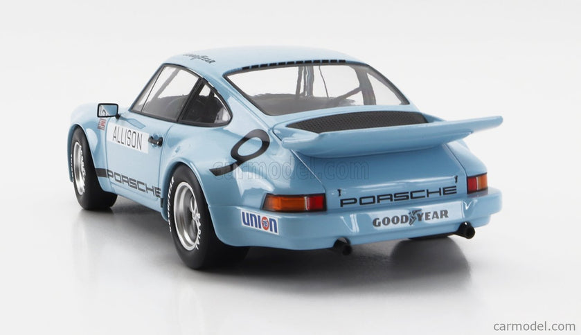 Porsche 911 Carrera 3.0 RSR N°9 Iroc Riverside 1974 Bobby Allison 1:18 Werk83 svetlomodrá