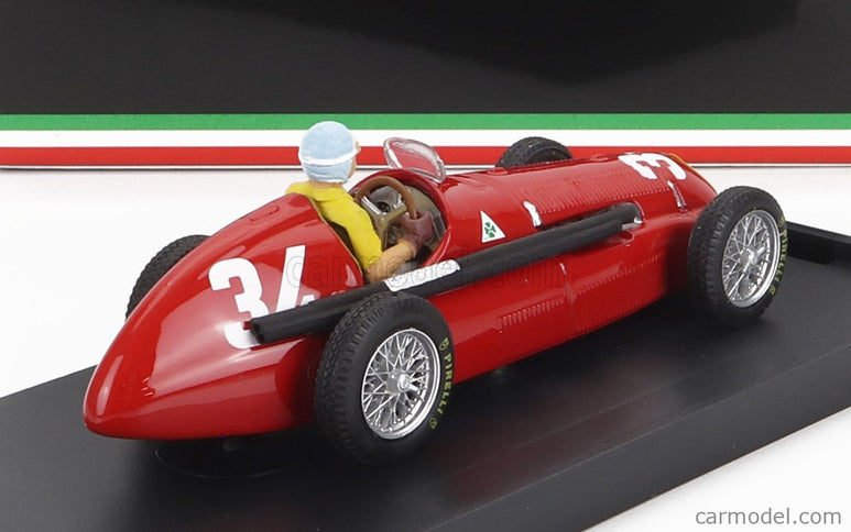 ALFA ROMEO F1 158 N°34 Víťaz Monaco GP 1950 Juan Manuel Fangio - With Driver Figúrka 1:43 Brumm červená