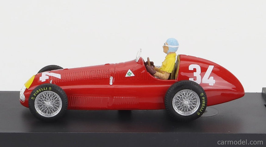 ALFA ROMEO F1 158 N°34 Víťaz Monaco GP 1950 Juan Manuel Fangio - With Driver Figúrka 1:43 Brumm červená