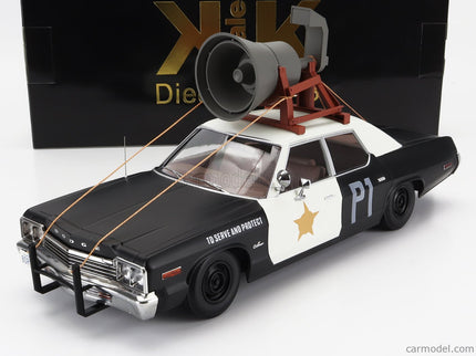 Dodge Monaco Bluesmobile 1974 - Look-A-Like - With The Horn ON The Roof 1:18 KK Scale čierna biela