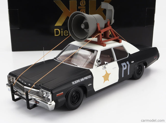 Dodge Monaco Bluesmobile 1974 - Look-A-Like - With The Horn ON The Roof 1:18 KK Scale čierna biela