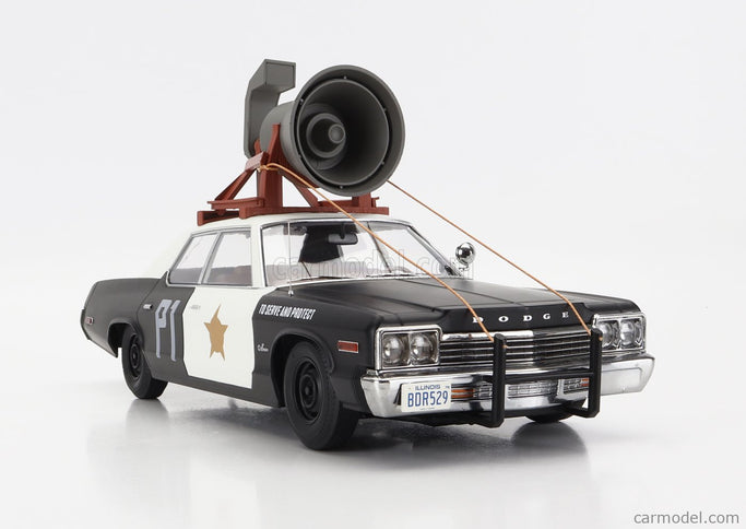 Dodge Monaco Bluesmobile 1974 - Look-A-Like - With The Horn ON The Roof 1:18 KK Scale čierna biela