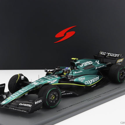 ASTON MARTIN F1 AMR23 Team Aramco Cognizant N°14 2. Miesto Monaco GP 2023 Fernando Alonso 1:18 Spark Model zelená