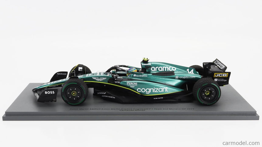 ASTON MARTIN F1 AMR23 Team Aramco Cognizant N°14 2. Miesto Monaco GP 2023 Fernando Alonso 1:18 Spark Model zelená