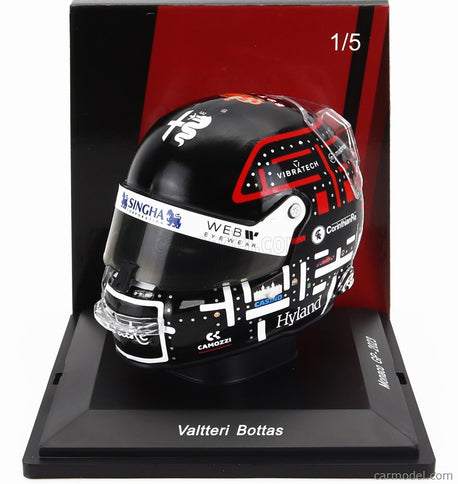 Stilo Helmet F1 Helma Alfa Romeo C43 Team Stake N°77 Monaco GP 2023 Valtteri Bottas 1:5 Spark Model čierna biela oranžová