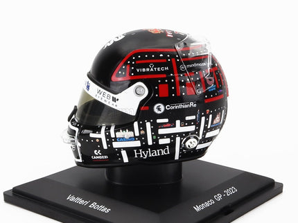 Stilo Helmet F1 Helma Alfa Romeo C43 Team Stake N°77 Monaco GP 2023 Valtteri Bottas 1:5 Spark Model čierna biela oranžová