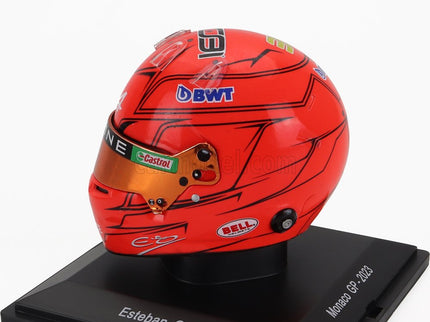 Bell Helmet F1 Helma Renault A523 Team Bwt Alpine N°31 Monaco GP 2023 Esteban Ocon 1:5 Spark Model oranžová