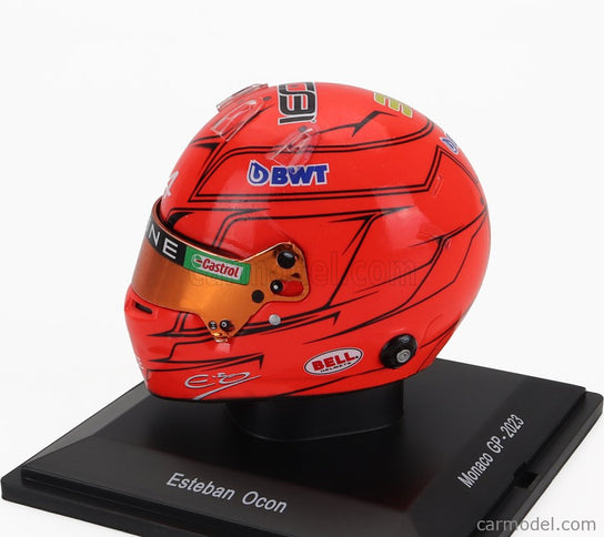 Bell Helmet F1 Helma Renault A523 Team Bwt Alpine N°31 Monaco GP 2023 Esteban Ocon 1:5 Spark Model oranžová