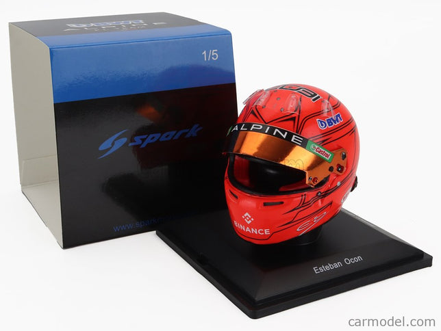 Bell Helmet F1 Helma Renault A523 Team Bwt Alpine N°31 Monaco GP 2023 Esteban Ocon 1:5 Spark Model oranžová