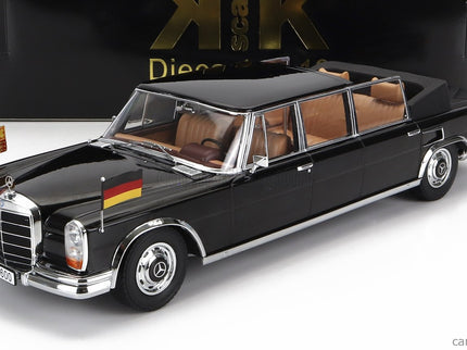 Mercedes Benz S-Class 600 Pullman (W100) Landaulet Semiconvertible Queen Elizabeth II - Kurt Georg Kiesinger 1965 1:18 KK Scale čierna