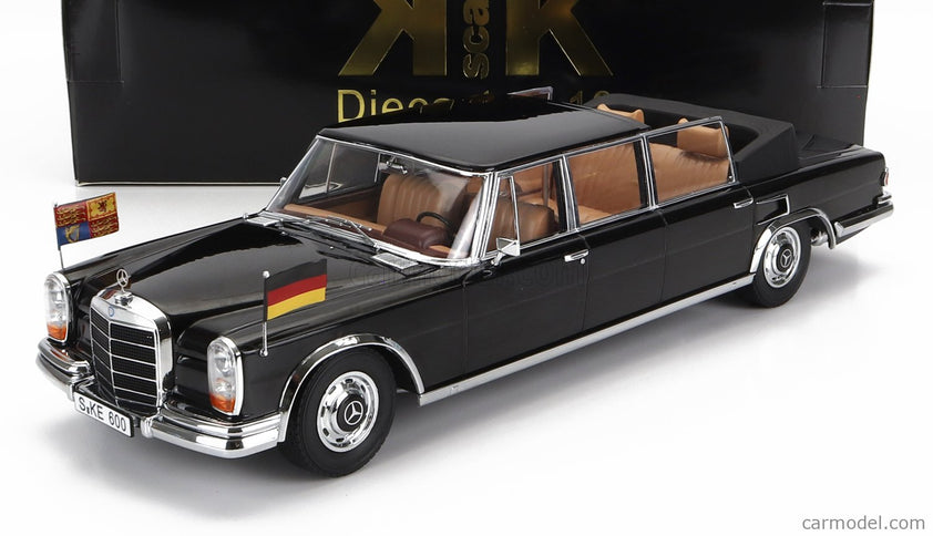Mercedes Benz S-Class 600 Pullman (W100) Landaulet Semiconvertible Queen Elizabeth II - Kurt Georg Kiesinger 1965 1:18 KK Scale čierna