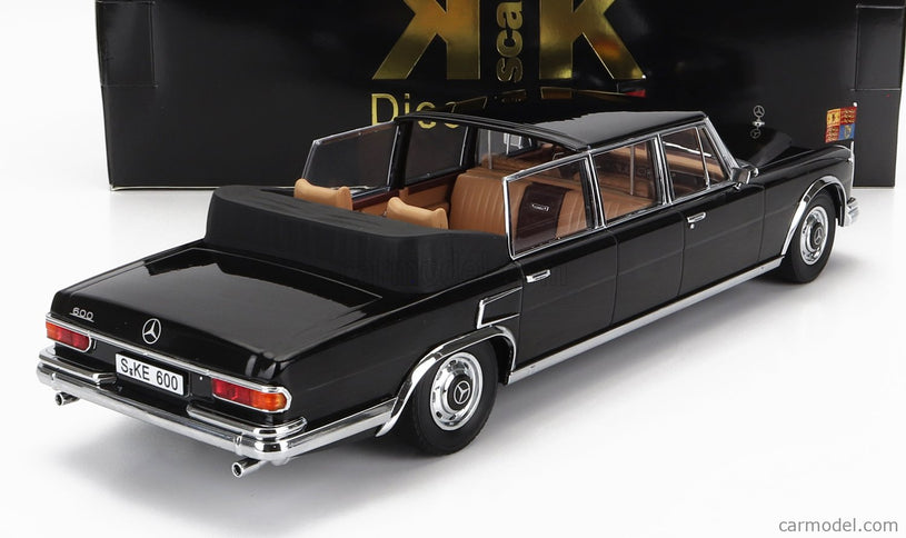 Mercedes Benz S-Class 600 Pullman (W100) Landaulet Semiconvertible Queen Elizabeth II - Kurt Georg Kiesinger 1965 1:18 KK Scale čierna