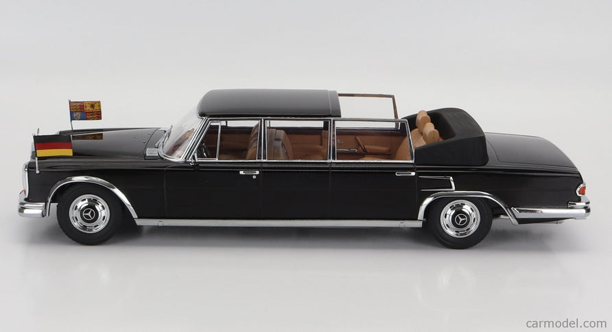 Mercedes Benz S-Class 600 Pullman (W100) Landaulet Semiconvertible Queen Elizabeth II - Kurt Georg Kiesinger 1965 1:18 KK Scale čierna