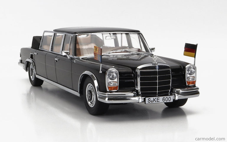 Mercedes Benz S-Class 600 Pullman (W100) Landaulet Semiconvertible Queen Elizabeth II - Kurt Georg Kiesinger 1965 1:18 KK Scale čierna