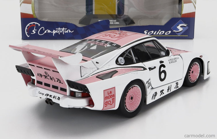 Porsche 935K3 Team Porsche Kremer Racing N°6 Víťaz 1000km Suzuka 1981 B.Wollek - H.Pescarolo 1:18 Solido biela ružová