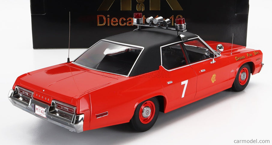Dodge Monaco N°7 Chicago Hasičské Auto Department 1974 1:18 KK Scale červená čierna