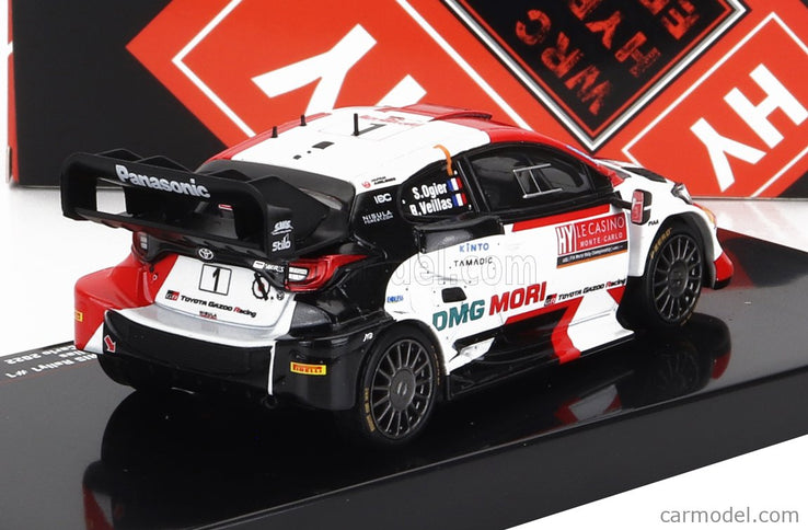 Toyota Yaris GR RALLY1 Team Toyota Gazoo Racing Wrt N°1 2. Miesto Rally Montecarlo 2022 Sebastian Ogier - Benjamin Veillas 1:43 IXO Models biela červená čierna