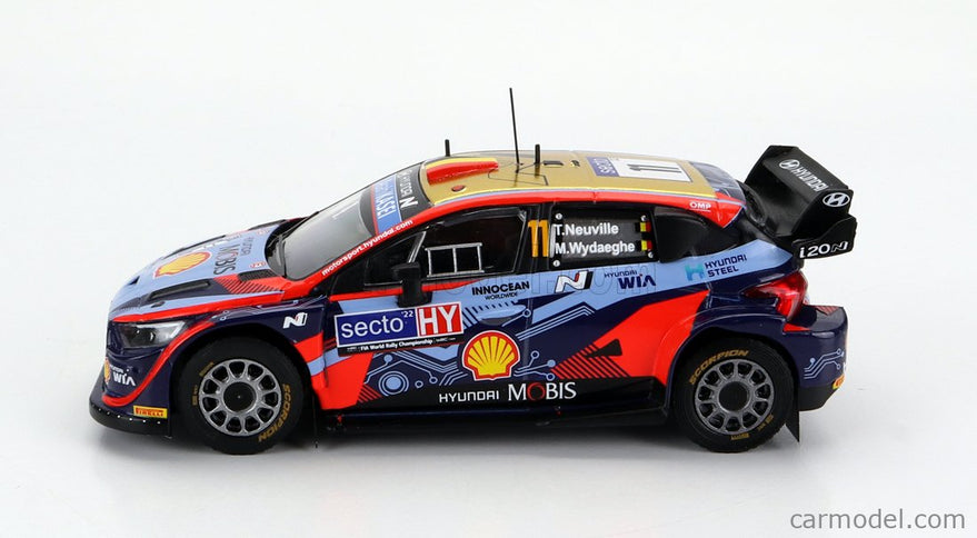Hyundai i20 Coupe WRC Mobis N°11 Rally Finland 2022 T.Neuville - M.Wydaeghe 1:43 IXO Models 2 Tone modrá červená