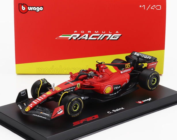 FERRARI | F1  SF-23 TEAM SCUDERIA FERRARI N 55 POLE POSITION 3rd MONZA ITALY GP 2023 CARLOS SAINZ - WITH PILOT AND SHOWCASE | RED BLACK YELLOW
