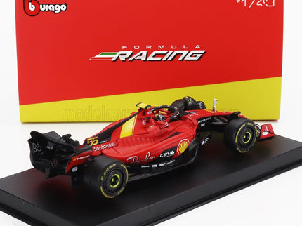FERRARI | F1  SF-23 TEAM SCUDERIA FERRARI N 55 POLE POSITION 3rd MONZA ITALY GP 2023 CARLOS SAINZ - WITH PILOT AND SHOWCASE | RED BLACK YELLOW