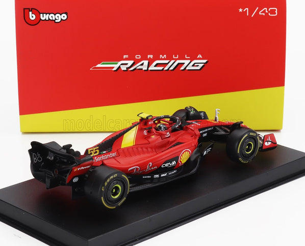 FERRARI | F1  SF-23 TEAM SCUDERIA FERRARI N 55 POLE POSITION 3rd MONZA ITALY GP 2023 CARLOS SAINZ - WITH PILOT AND SHOWCASE | RED BLACK YELLOW